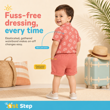 1st Step Baby Boys Printed Muslin Lapel Collar Shirt and Shorts 2 Pcs Clothing Set