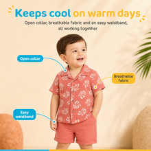 1st Step Baby Boys Printed Muslin Lapel Collar Shirt and Shorts 2 Pcs Clothing Set
