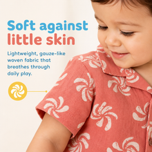 1st Step Baby Boys Printed Muslin Lapel Collar Shirt and Shorts 2 Pcs Clothing Set