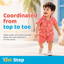1st Step Baby Boys Printed Muslin Lapel Collar Shirt and Shorts 2 Pcs Clothing Set