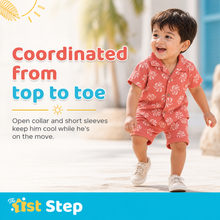 1st Step Baby Boys Printed Muslin Lapel Collar Shirt and Shorts 2 Pcs Clothing Set