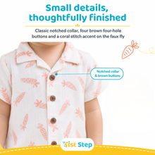 1st Step Baby Boys Printed Muslin Lapel Collar Shirt and Shorts 2 Pcs Clothing Set