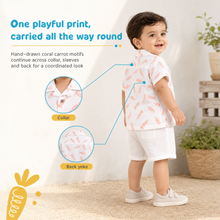 1st Step Baby Boys Printed Muslin Lapel Collar Shirt and Shorts 2 Pcs Clothing Set