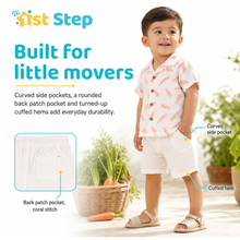 1st Step Baby Boys Printed Muslin Lapel Collar Shirt and Shorts 2 Pcs Clothing Set