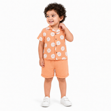 1st Step Baby Boys Printed Muslin Lapel Collar Shirt and Shorts 2 Pcs Clothing Set