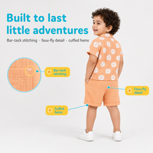 1st Step Baby Boys Printed Muslin Lapel Collar Shirt and Shorts 2 Pcs Clothing Set