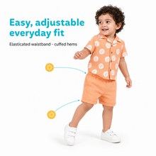1st Step Baby Boys Printed Muslin Lapel Collar Shirt and Shorts 2 Pcs Clothing Set