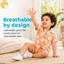 1st Step Baby Boys Printed Muslin Lapel Collar Shirt and Shorts 2 Pcs Clothing Set