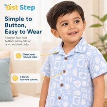 1st Step Baby Boys Printed Muslin Lapel Collar Shirt and Shorts 2 Pcs Clothing Set