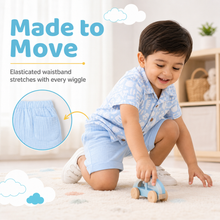 1st Step Baby Boys Printed Muslin Lapel Collar Shirt and Shorts 2 Pcs Clothing Set