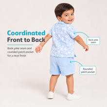 1st Step Baby Boys Printed Muslin Lapel Collar Shirt and Shorts 2 Pcs Clothing Set