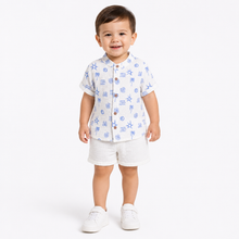 1st Step Baby Boys Printed Muslin Lapel Collar Shirt and Shorts 2 Pcs Clothing Set