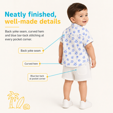 1st Step Baby Boys Printed Muslin Lapel Collar Shirt and Shorts 2 Pcs Clothing Set