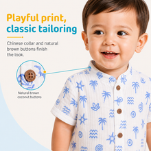 1st Step Baby Boys Printed Muslin Lapel Collar Shirt and Shorts 2 Pcs Clothing Set