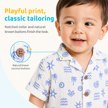 1st Step Baby Boys Printed Muslin Lapel Collar Shirt and Shorts 2 Pcs Clothing Set