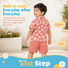 1st Step Baby Boys Printed Muslin Lapel Collar Shirt and Shorts 2 Pcs Clothing Set