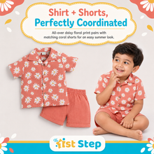 1st Step Baby Boys Printed Muslin Lapel Collar Shirt and Shorts 2 Pcs Clothing Set