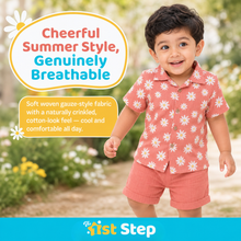 1st Step Baby Boys Printed Muslin Lapel Collar Shirt and Shorts 2 Pcs Clothing Set