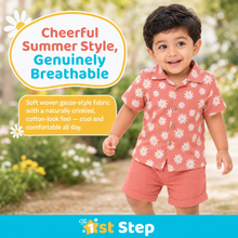 1st Step Baby Boys Printed Muslin Lapel Collar Shirt and Shorts 2 Pcs Clothing Set
