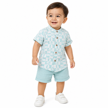 1st Step Baby Boys Printed Muslin Chinese Collar Shirt and Shorts 2 Pcs Clothing Set