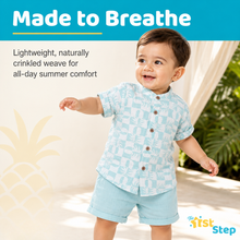 1st Step Baby Boys Printed Muslin Chinese Collar Shirt and Shorts 2 Pcs Clothing Set