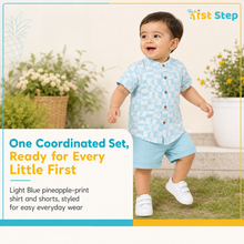 1st Step Baby Boys Printed Muslin Chinese Collar Shirt and Shorts 2 Pcs Clothing Set