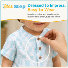 1st Step Baby Boys Printed Muslin Chinese Collar Shirt and Shorts 2 Pcs Clothing Set