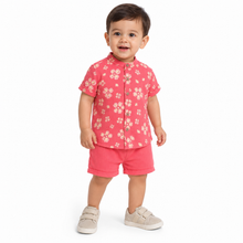 1st Step Baby Boys Printed Muslin Chinese Collar Shirt and Shorts 2 Pcs Clothing Set