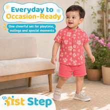 1st Step Baby Boys Printed Muslin Chinese Collar Shirt and Shorts 2 Pcs Clothing Set