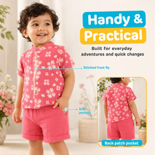 1st Step Baby Boys Printed Muslin Chinese Collar Shirt and Shorts 2 Pcs Clothing Set