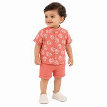 1st Step Baby Boys Printed Muslin Chinese Collar Shirt and Shorts 2 Pcs Clothing Set