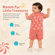 1st Step Baby Boys Printed Muslin Chinese Collar Shirt and Shorts 2 Pcs Clothing Set