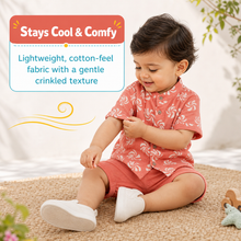 1st Step Baby Boys Printed Muslin Chinese Collar Shirt and Shorts 2 Pcs Clothing Set
