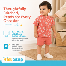 1st Step Baby Boys Printed Muslin Chinese Collar Shirt and Shorts 2 Pcs Clothing Set