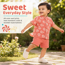 1st Step Baby Boys Printed Muslin Chinese Collar Shirt and Shorts 2 Pcs Clothing Set