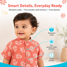 1st Step Baby Boys Printed Muslin Chinese Collar Shirt and Shorts 2 Pcs Clothing Set