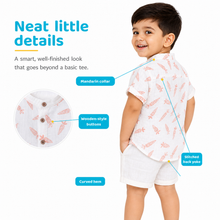 1st Step Baby Boys Printed Muslin Chinese Collar Shirt and Shorts 2 Pcs Clothing Set