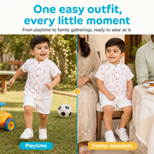 1st Step Baby Boys Printed Muslin Chinese Collar Shirt and Shorts 2 Pcs Clothing Set