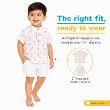 1st Step Baby Boys Printed Muslin Chinese Collar Shirt and Shorts 2 Pcs Clothing Set