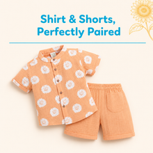 1st Step Baby Boys Printed Muslin Chinese Collar Shirt and Shorts 2 Pcs Clothing Set