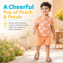1st Step Baby Boys Printed Muslin Chinese Collar Shirt and Shorts 2 Pcs Clothing Set