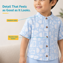 1st Step Baby Boys Printed Muslin Chinese Collar Shirt and Shorts 2 Pcs Clothing Set