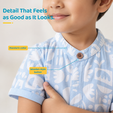 1st Step Baby Boys Printed Muslin Chinese Collar Shirt and Shorts 2 Pcs Clothing Set