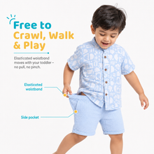 1st Step Baby Boys Printed Muslin Chinese Collar Shirt and Shorts 2 Pcs Clothing Set