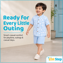 1st Step Baby Boys Printed Muslin Chinese Collar Shirt and Shorts 2 Pcs Clothing Set