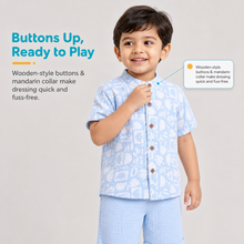 1st Step Baby Boys Printed Muslin Chinese Collar Shirt and Shorts 2 Pcs Clothing Set