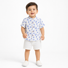 1st Step Baby Boys Printed Muslin Chinese Collar Shirt and Shorts 2 Pcs Clothing Set