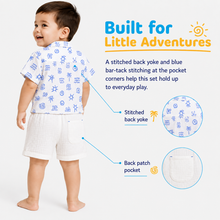 1st Step Baby Boys Printed Muslin Chinese Collar Shirt and Shorts 2 Pcs Clothing Set