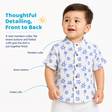 1st Step Baby Boys Printed Muslin Chinese Collar Shirt and Shorts 2 Pcs Clothing Set