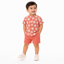 1st Step Baby Boys Printed Muslin Chinese Collar Shirt and Shorts 2 Pcs Clothing Set